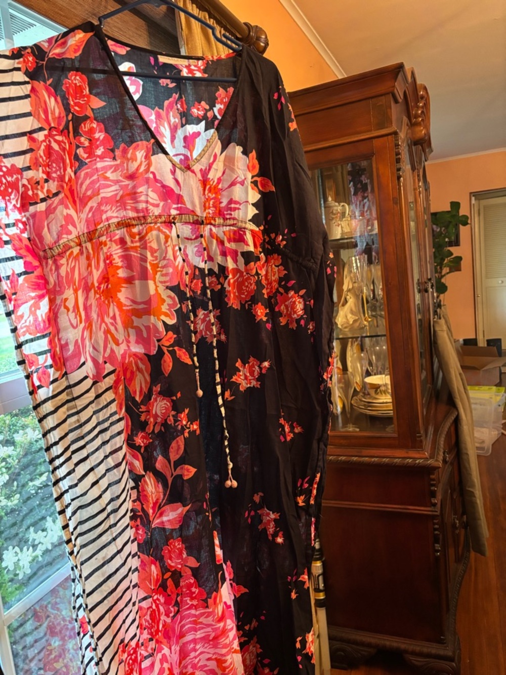 Shiraleah Floral Black Pink Orange Swim Coverup